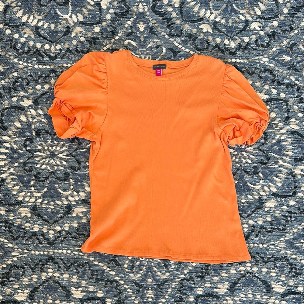 Vince Camuto Orange Puff Sleeve Ruffled Blouse - XXL - NWOT